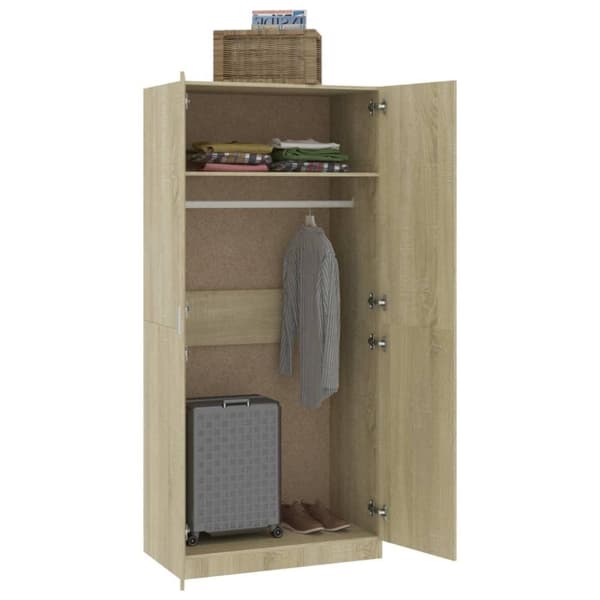 vidaXL Garderobe sonoma eik 90x52x200 cm sponplate