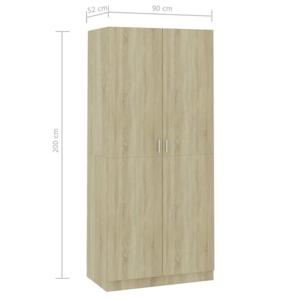 vidaXL Garderobe sonoma eik 90x52x200 cm sponplate