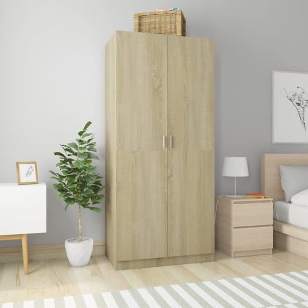 vidaXL Garderobe sonoma eik 90x52x200 cm sponplate