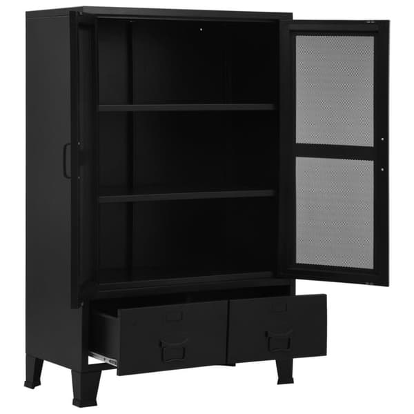 vidaXL Toimistokaappi verkko-ovella teollinen musta 75x40x120 cm teräs