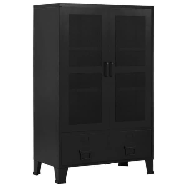 vidaXL Toimistokaappi verkko-ovella teollinen musta 75x40x120 cm teräs
