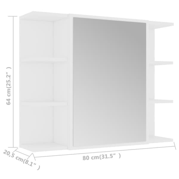 vidaXL Speilskap til baderom hvit 80x20,5x64 cm konstruert tre