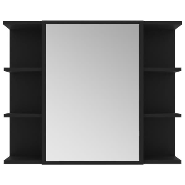 vidaXL Spegelskåp för badrum svart 80x20,5x64 cm konstruerat trä