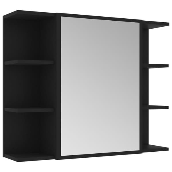 vidaXL Speilskap til baderom svart 80x20,5x64 cm konstruert tre