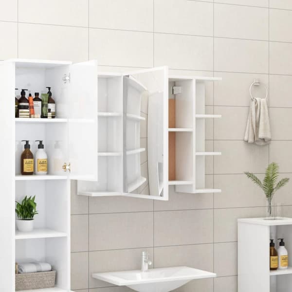 vidaXL badeværelsesskab med spejl 80x20,5x64 cm konstrueret træ hvid