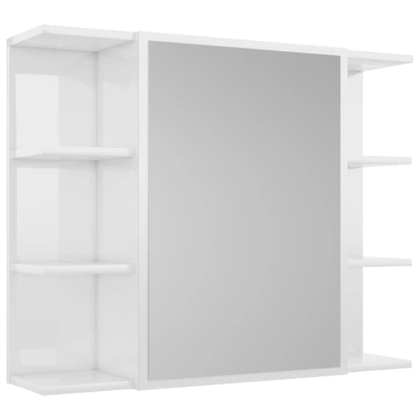 vidaXL badeværelsesskab med spejl 80x20,5x64 cm konstrueret træ hvid