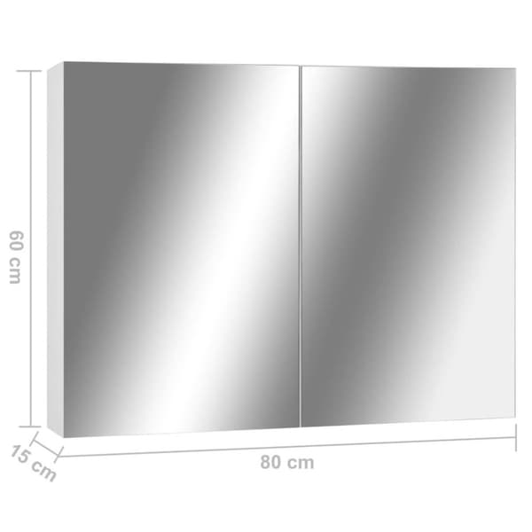 vidaXL Kylpyhuoneen peilikaappi valkoinen 80x15x60 cm MDF