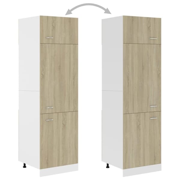 vidaXL Kaappi jääkaapille Sonoma-tammi 60x57x207 cm lastulevy