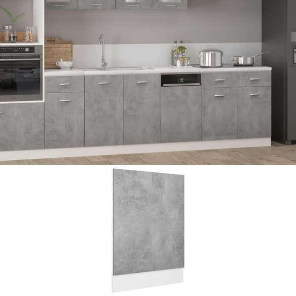 vidaXL Astianpesukoneen paneeli betoninharmaa 45x3x67 cm lastulevy