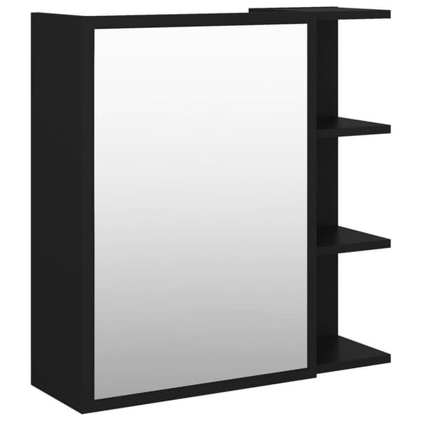vidaXL Speilskap til baderom svart 62,5x20,5x64 cm konstruert tre