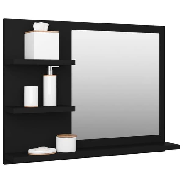 vidaXL Badrumsspegel svart 60x10,5x45 cm spånskiva
