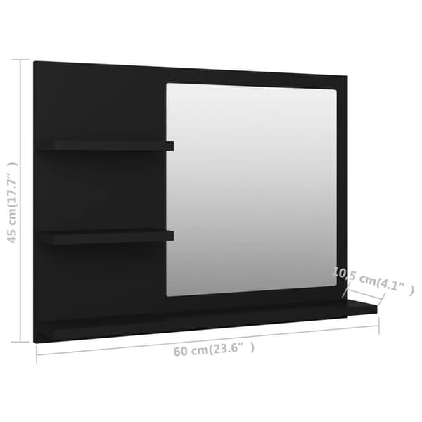 vidaXL Badrumsspegel svart 60x10,5x45 cm spånskiva