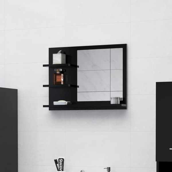 vidaXL Badrumsspegel svart 60x10,5x45 cm spånskiva