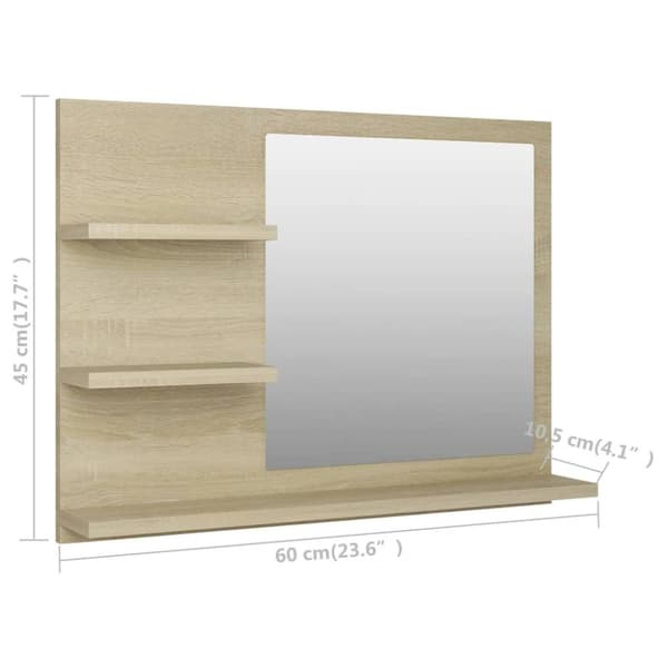 vidaXL Spegelskåp sonoma-ek 60x10,5x45 cm spånskiva