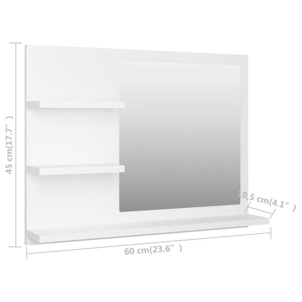 vidaXL Baderomsspeil hvit 60x10,5x45 cm sponplate