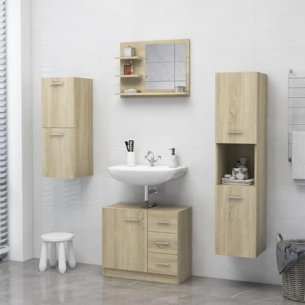 vidaXL badeværelsesspejl 60x10,5x45 cm spånplade sonoma-eg