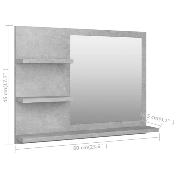 vidaXL badeværelsesspejl 60x10,5x45 cm spånplade betongrå