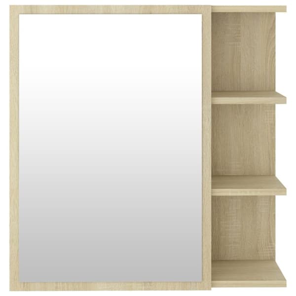 vidaXL badeværelsesskab spejl 62,5x20,5x64cm konstrueret træ sonoma-eg