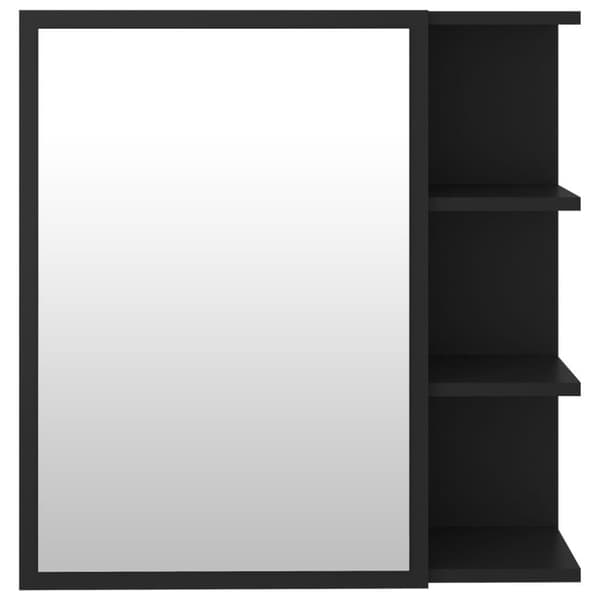 vidaXL badeværelsesskab med spejl 62,5x20,5x64 cm konstrueret træ sort
