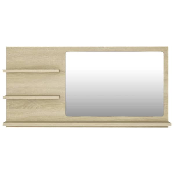 vidaXL badeværelsesspejl 90x10,5x45 cm spånplade sonoma-eg