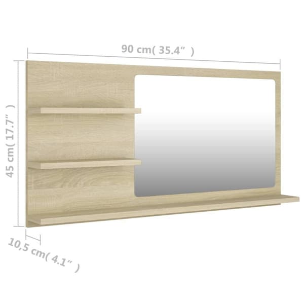 vidaXL badeværelsesspejl 90x10,5x45 cm spånplade sonoma-eg