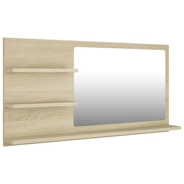 vidaXL badeværelsesspejl 90x10,5x45 cm spånplade sonoma-eg
