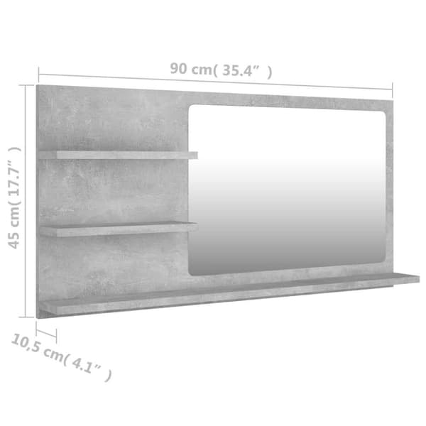 vidaXL badeværelsesspejl 90x10,5x45 cm spånplade betongrå
