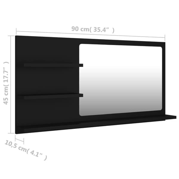vidaXL badeværelsesspejl 90x10,5x45 cm spånplade sort