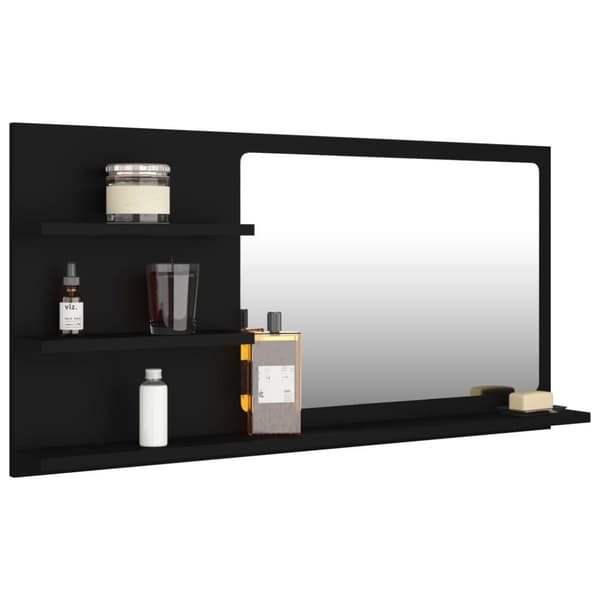 vidaXL Badrumsspegel svart 90x10,5x45 cm spånskiva