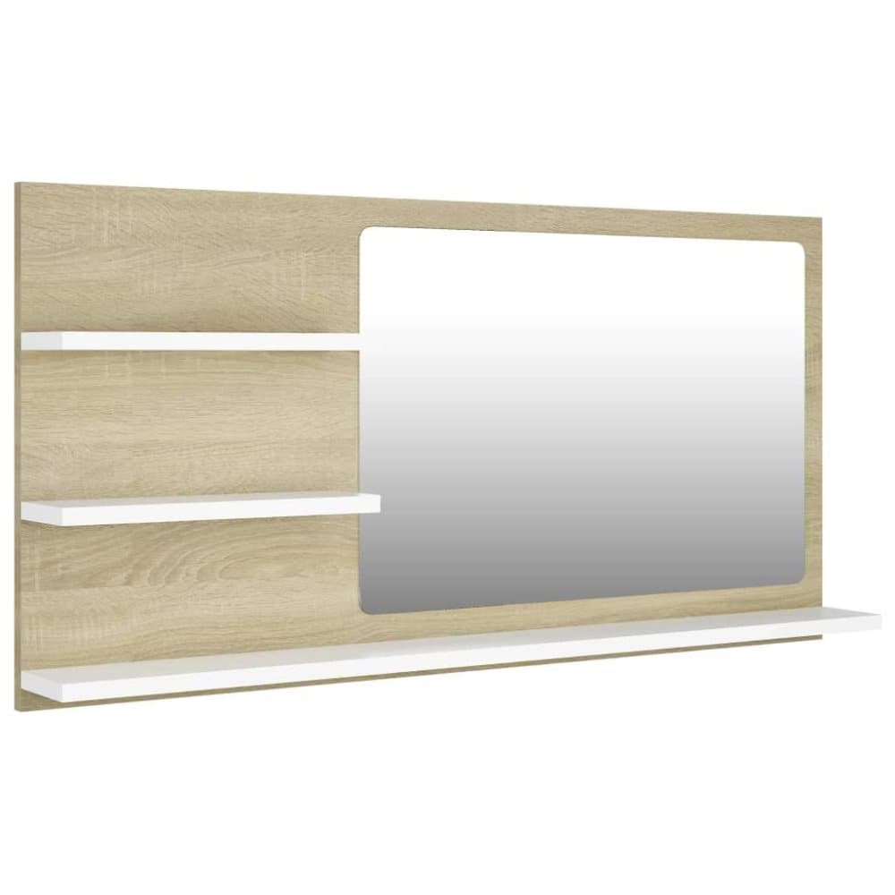 vidaXL Baderomsspeil hvit og sonoma eik 90x10,5x45 cm sponplate