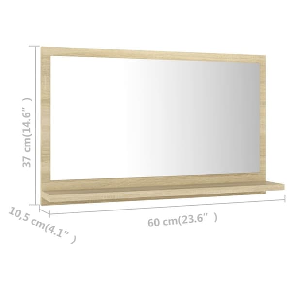 vidaXL badeværelsesspejl 60x10,5x37 cm konstrueret træ sonoma-eg