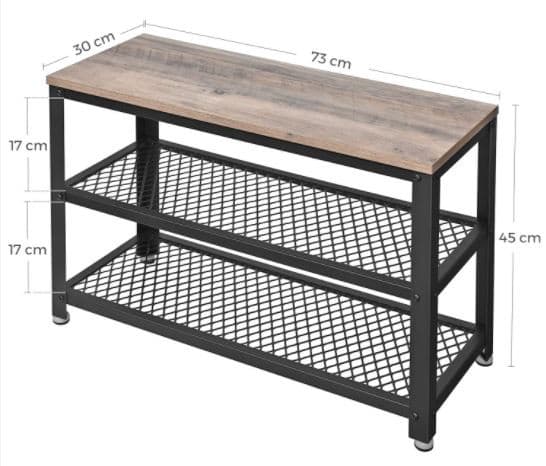 Skohylla med sittbänk 73x30x45 cm Greige-svart