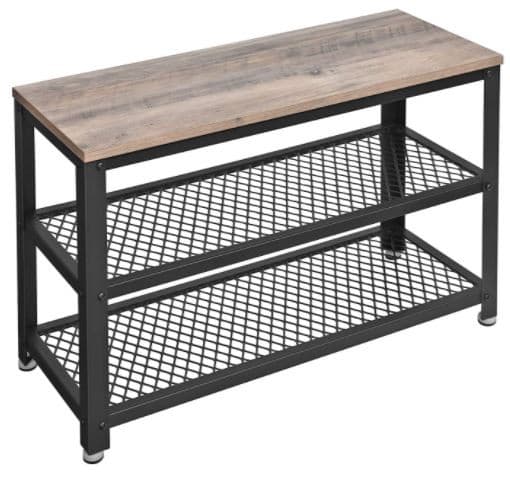 Skohylla med sittbänk 73x30x45 cm Greige-svart
