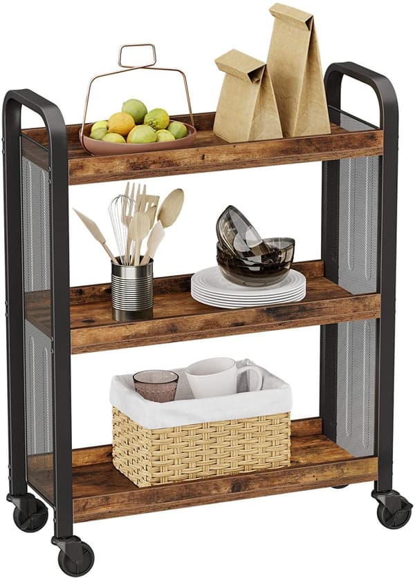 Serveringsvagn Industriell Stil 66x26x85 cm Med 3 Nivåer