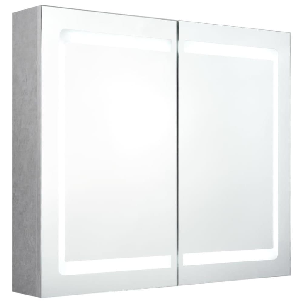 vidaXL LED-speilskap til bad betonggrå 80x12x68 cm