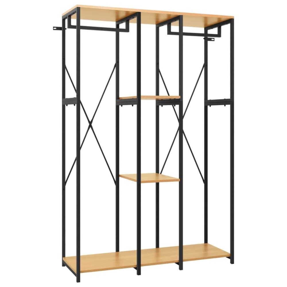 vidaXL Garderob svart och ek 110x40x167 cm metall och spånskiva