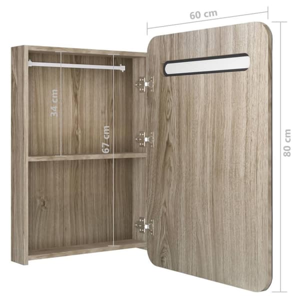 vidaXL LED kylpyhuoneen peilikaappi tammi 60x11x80 cm
