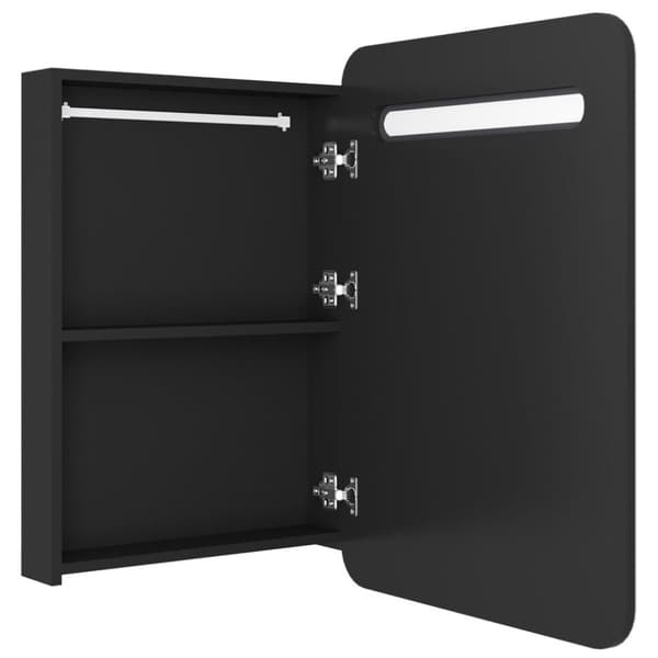 vidaXL LED-speilskap til bad blank svart 60x11x80 cm