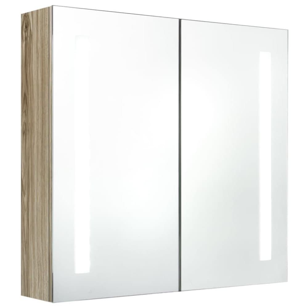 vidaXL LED-speilskap til bad eik 62x14x60 cm