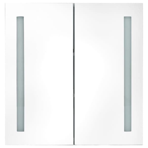 vidaXL badeværelsesskab m. spejl + LED-lys 62x14x60 cm skinnende grå