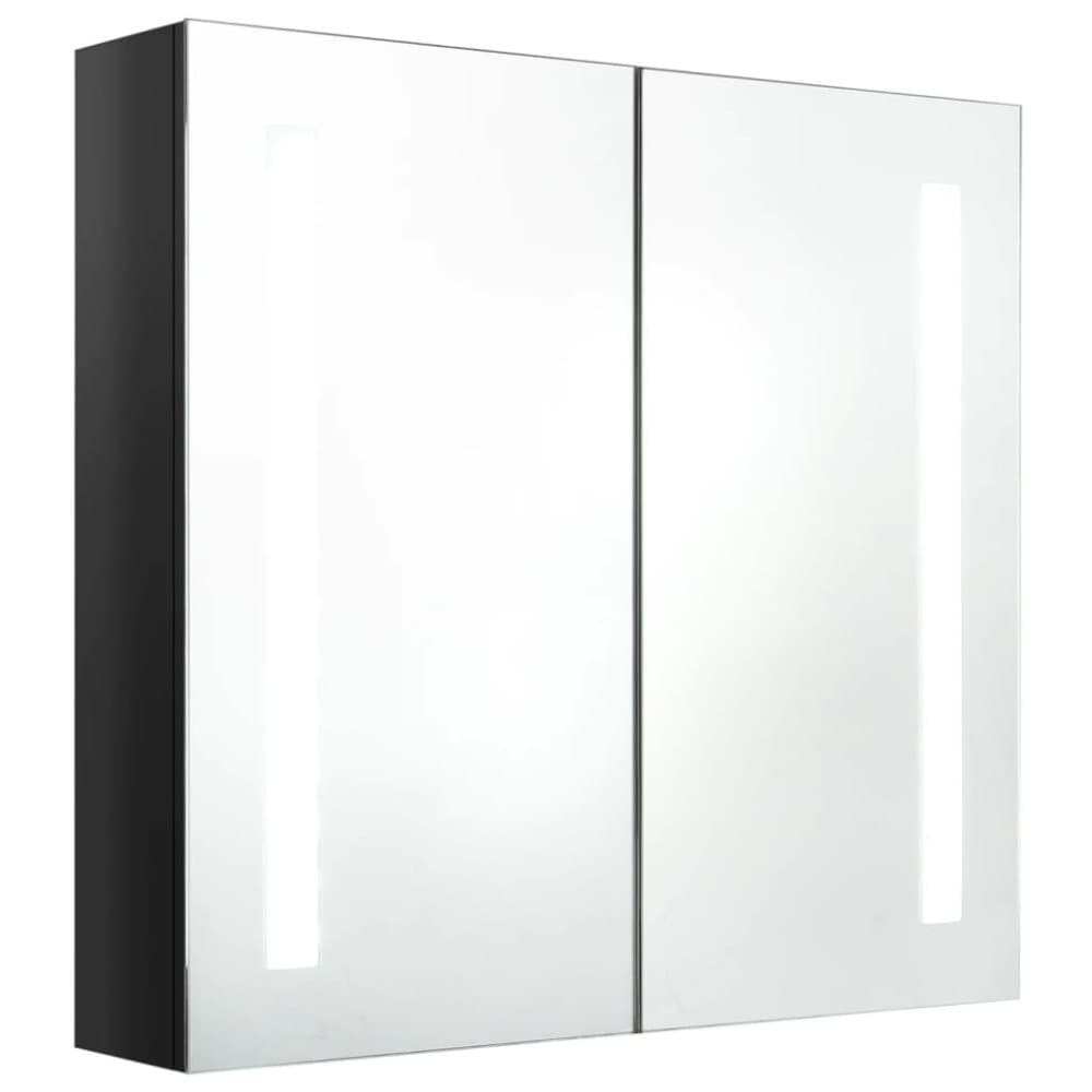 vidaXL Spegelskåp med LED svart högglans 62x14x60 cm