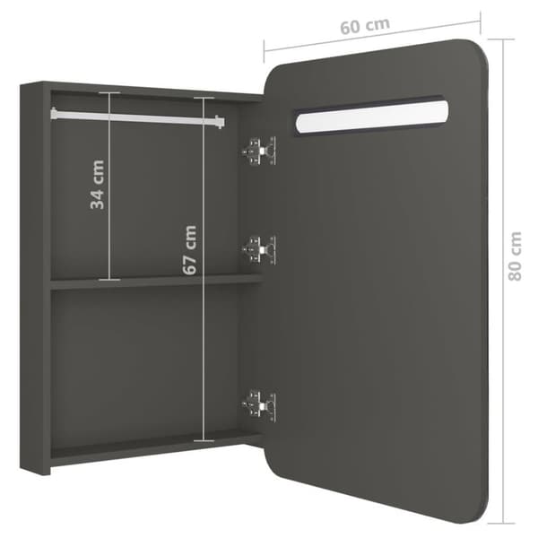 vidaXL LED-speilskap til bad antrasitt 60x11x80 cm