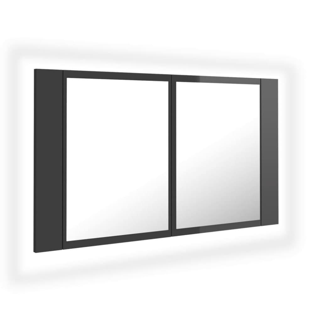 vidaXL LED-speilskap til baderom høyglans grå 80x12x45 cm