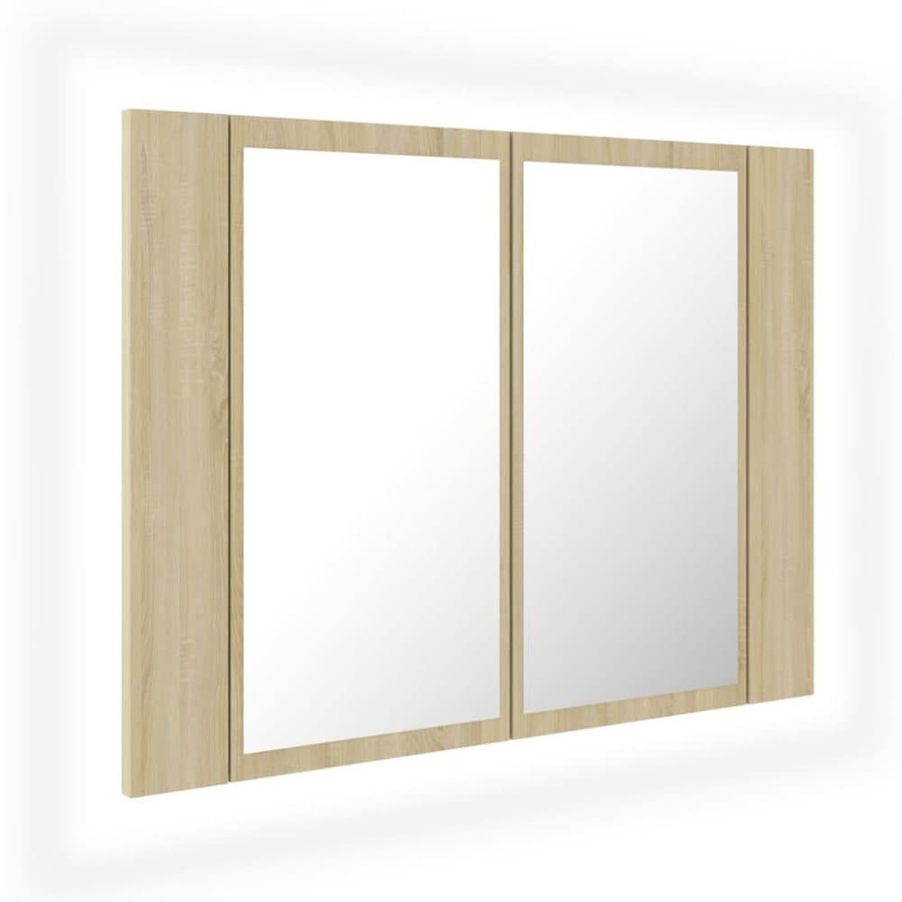 vidaXL LED-speilskap til baderom sonoma eik 60x12x45 cm