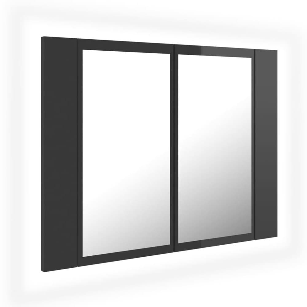 vidaXL LED-speilskap til baderom høyglans grå 60x12x45 cm