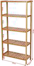 Miniatyrbillede 2 af 8: Bambu förvaringshylla med 5 justerbara hyllor 60x26x130 cm