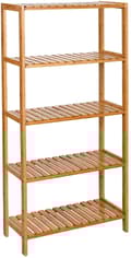 Miniatyrbillede 1 af 8: Bambu förvaringshylla med 5 justerbara hyllor 60x26x130 cm