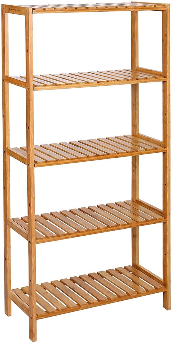 Bambu förvaringshylla med 5 justerbara hyllor 60x26x130 cm