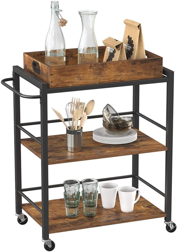 Serveringsvagn med uttagbar bricka 65 x 40 x 86 cm
