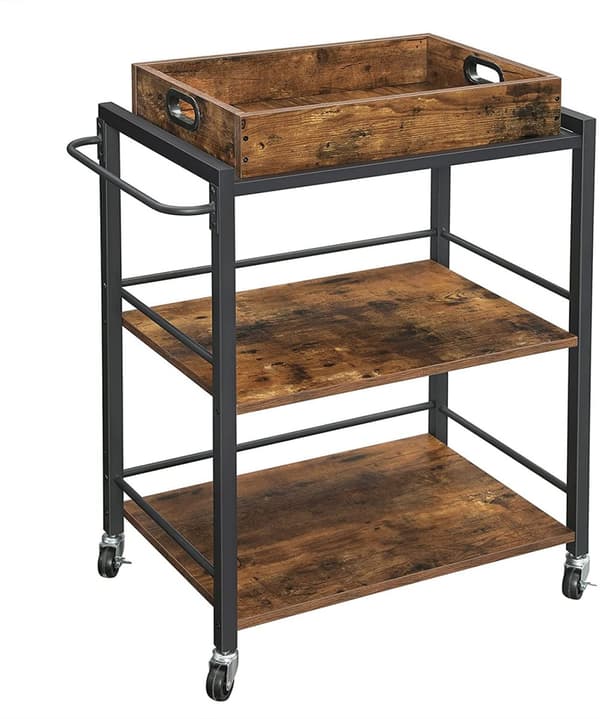 Serveringsvagn med uttagbar bricka 65 x 40 x 86 cm